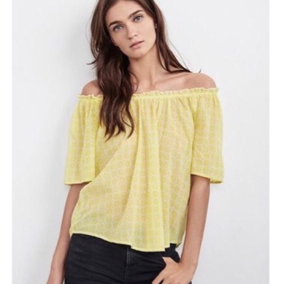 🌻🆕 Velvet ✦Bertie Off Shoulder Print Top✦Yellow - Picture 4 of 8